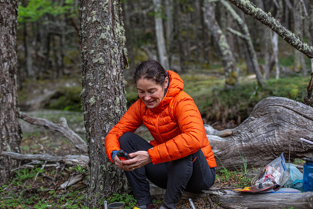 Arc'teryx Cerium SV Hoody (looking at Garmin inReach device)